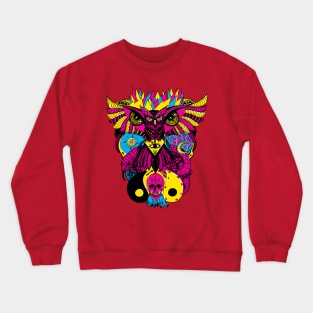 CMYK Owl And Ageless Skull Crewneck Sweatshirt